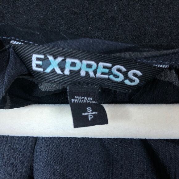 Express Womens Blouse Black White Zebra Print Sheer 3/4 Sleeve Small - Picture 6 of 11